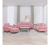 YunCangg Juego de 4 sofás de terciopelo rosa con cojines, estructura de metal, juego de sofá modular para mayor comodidad y estilo, incluye reposapiés