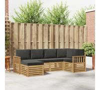 YunCangg Juego de 6 sofás de exterior de poliéster blanco antracita con 4 sillones, sofá esquinero, reposapiés modular para jardín, terraza, balcón, sentarse y comer relajado