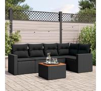 YunCangg Juego de 6 sofás de jardín con cojines de polirratán, resistente a la intemperie, para terraza, balcón, mesa y sillones, ideal para jardín, jardín de invierno, porche, relax al aire libre