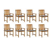 YunCangg Juego de 8 sillas de jardín con cojín de madera de acacia maciza, resistente a la intemperie y fácil de limpiar, 61 x 57 x 92 cm, para exteriores, balcón, terraza, con acolchado y respaldo