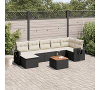 YunCangg Juego de 8 sofás de jardín con cojines de polirratán, resistente a la intemperie, con mesa, sofá, reposapiés, espacio de almacenamiento, plegable para terraza, balcón, porche, salón al aire