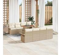YunCangg Juego de 9 sofás de jardín de polirratán beige con espacio de almacenamiento, modular resistente a la intemperie, para terraza, balcón, exterior, salón comedor con mesa y sillones, ideal para