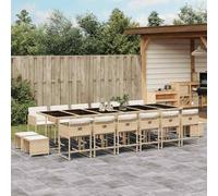 YunCangg Juego de comedor de jardín de ratán sintético con cojín, color beige, resistente a la intemperie, plegable y ahorra espacio, incluye mesa, silla, taburete, ideal para terraza, balcón y relax