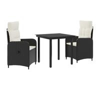 YunCangg Juego de manteles individuales para sofá con cojines en color negro y blanco crema, combinación de ratán sintético con sillones ajustables, ahorra espacio para salón, jardín, terraza, balcón