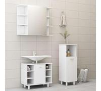 YunCangg Juego de muebles de baño de madera blanca con armario de espejo, armario para debajo del lavabo, armario midi para ahorrar espacio, colgar y de pie, espacio de almacenamiento para baño y WC