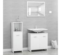 YunCangg Juego de muebles de baño de madera blanca con armario para debajo del lavabo, armario central y espejo, ahorro de espacio, colgar y de pie para baño, espacio de almacenamiento y organizador