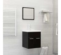 YunCangg Juego de muebles de baño de madera negra con armario para lavabo, espejo, muebles de baño para espacio de almacenamiento, ahorro de espacio, colgar y de pie, adecuado para inodoro y lavadero