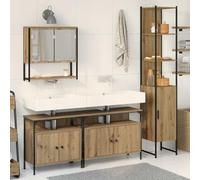 YunCangg Juego de muebles de baño de roble Artisan, 4 piezas, con estante, armario con espejo, armario bajo lavabo, armario alto para ahorrar espacio, para colgar y de pie para baño moderno y espacio
