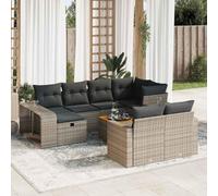 YunCangg Juego de muebles de jardín de 11 piezas con ratán trenzado, gris, incluye mesa, sofá, sillón, banco, resistente a la intemperie, para terraza, balcón y porche
