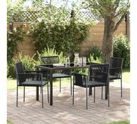 YunCangg Juego de muebles de jardín de 5 piezas de ratán sintético con recubrimiento en polvo, 6 piezas con mesa de 160 x 80 x 73 cm, 6 sillas de 54 x 60,5 x 83,5 cm, resistente a los rayos UV