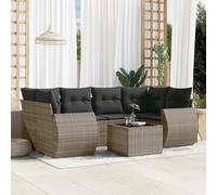 YunCangg Juego de muebles de jardín de 7 piezas, color gris, poliratán, con cojín, resistente a la intemperie, juego de muebles de jardín para terraza, balcón, con mesa, sillón, sofá, banco, ideal