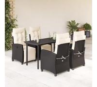 YunCangg Juego de muebles de jardín de ratán sintético de 5 piezas con cojines negros, resistente a la intemperie, para terraza, balcón, incluye mesa y sillones ajustables