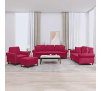YunCangg Juego de muebles de salón de 4 piezas con cojines, terciopelo rojo vino, corte modular, robusto, juego de muebles de salón para relajación y comodidad
