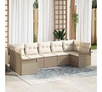 YunCangg Juego de sofá de jardín con cojines de 7 plazas, mimbre de polirratán, resistente a la intemperie, modular, patas ajustables para terraza, balcón y exterior, para jardín y jardín de invierno