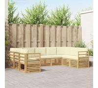 YunCangg Juego de sofá esquinero con cojín, 9 unidades, color blanco y crema, poliéster, 304 x 185,5 x 73 cm, juego completo para jardín, terraza, balcón, ahorro de espacio modular, cómodo para