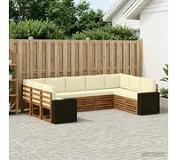 YunCangg Juego de sofá esquinero con cojín, 9 unidades, poliéster natural y crema, conjunto modular para jardín, terraza, balcón, conjunto de asientos combinado con equipamiento cómodo y