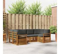 YunCangg Juego de sofá esquinero con cojines 6 piezas natural y antracita de madera maciza de acacia 245 x 130,5 x 73 cm, juego completo para jardín, terraza, balcón, modular para relajarse y sentarse