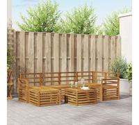 YunCangg Juego de sofá esquinero de 7 piezas, madera maciza natural de acacia, juego completo modular para jardín, terraza, balcón con asiento y almacenamiento para relajarse y comer