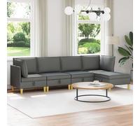 YunCangg Juego de sofá modular con espacio de almacenamiento, 5 piezas de tela gris oscuro, juego completo con fundas extraíbles, ahorro de espacio y modular para salón, oficina, balcón, terraza