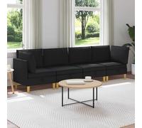 YunCangg Juego de sofá modular con espacio de almacenamiento, tejido negro, 4 plazas, juego completo con fundas de cojín extraíbles para ahorrar espacio, para salón, comedor, oficina, terraza