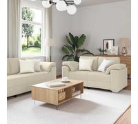 YunCangg Juego de sofás de 3 piezas, color beige, 219 x 80 x 82 cm, tejido de mezcla de lino, diseño moderno, marco de metal resistente, muebles cómodos para el salón