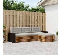 YunCangg Juego de sofás de exterior de 4 piezas con cojines de poliéster, color gris claro, resistente a la intemperie, conjunto para jardín, terraza, balcón, conjunto modular para relajarse y comer