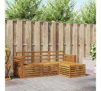 YunCangg Juego de sofás de exterior de 4 piezas de madera de acacia maciza natural, lacada resistente a la intemperie, 197,5 x 122,5 x 73 cm, conjunto modular para jardín, terraza, balcón, relajarse y