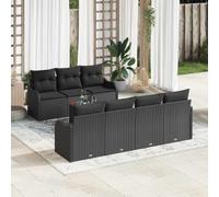 YunCangg Juego de sofás de jardín con cojines de 8 piezas, color negro, polirratán, resistente a la intemperie, juego de muebles de jardín con muebles de salón, mesa, silla y sillón para terraza
