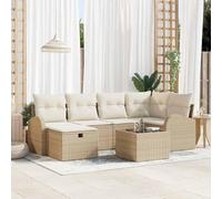 YunCangg Juego de sofás de jardín de 7 piezas de ratán sintético con cojines y espacio de almacenamiento, color beige modular para terraza, balcón y jardín con mesa y sillones resistentes a la