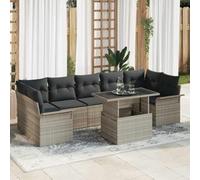 YunCangg Juego de sofás de jardín de 8 piezas, de poliratán, color gris claro, con cojines, resistente a la intemperie, para terraza, balcón y jardín de invierno, conjunto modular con mesa y sillones