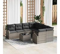 YunCangg Juego de sofás de jardín de polirratán, resistente a la intemperie, con 2 sofás esquineros, 4 plazas, 2 sillones con reposabrazos y mesa de 234 x 234 x 85 cm, para jardín, balcón, terraza