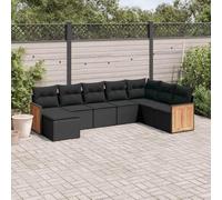 YunCangg Juego de sofás de jardín de ratán sintético con cojines negros, resistente a la intemperie, juego de muebles para terraza, balcón y jardín de invierno, conjunto de asientos modulares con mesa