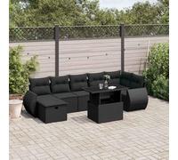 YunCangg Juego de sofás de jardín de ratán sintético con cojines negros, resistente a la intemperie, para terraza, balcón y porche, incluye mesa, sofá, taburete, conjunto modular para exteriores