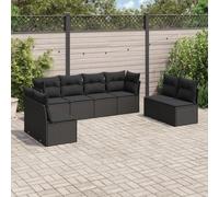 YunCangg Juego de sofás de jardín de ratán sintético con cojines negros, resistentes a la intemperie, juego de muebles para terraza, balcón, conjunto de asientos modulares para exteriores, 2 sofás