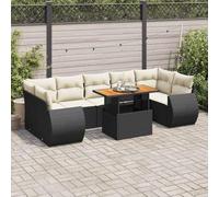 YunCangg Juego de sofás de jardín de ratán sintético de 8 piezas con cojines negros, resistente a la intemperie, para terraza, balcón y jardín de invierno, mesa ajustable, espacio de almacenamiento y
