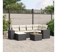 YunCangg Juego de sofás de jardín de ratán sintético negro con cojines, resistente a la intemperie, para terraza, balcón y jardín de invierno, incluye mesa, sofá, sillón, banco
