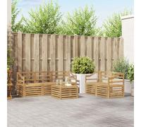 YunCangg Juego de sofás de madera maciza de acacia, jardín, balcón, terraza, conjunto modular completo para relajarse, comer con estructura de madera natural y superficie duradera resistente a la