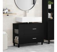YunCangg Lavabo negro 80 x 35 x 60 cm de material de madera para lavabo con espacio de almacenamiento, cajón, puerta, mueble de baño, mueble para baño, aseo de invitados, lavadero, estante, cómoda