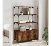 YunCangg Librería con 3 compartimentos, roble ahumado, 70 x 30 x 109,5 cm, madera, patas ajustables, para salón, estudio