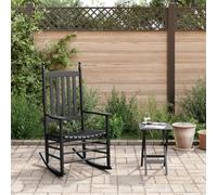 YunCangg Mecedora con mesa plegable negra de madera de álamo maciza, silla basculante con reposabrazos y respaldo para terraza, balcón, salón, porche para relajarse y leer