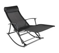 YunCangg Mecedora de jardín de acero y textileno, color negro, plegable, con acolchado y respaldo ajustable, para balcón, terraza, camping, resistente a la intemperie y fácil de transportar