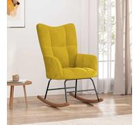 YunCangg Mecedora de terciopelo amarillo mostaza con estructura de acero y patines de madera, silla de relax acolchada con reposabrazos y respaldo, silla basculante para salón, habitación infantil