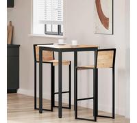 YunCangg Mesa de bar de madera de pino maciza de 70 x 70 x 105 cm con patas de metal y soporte de vigas en forma de H, estable, ahorra espacio, para comedor, cocina, salón moderno