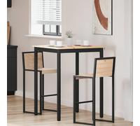 YunCangg Mesa de bar natural de madera maciza de pino 80 x 80 x 105 cm con estructura metálica estable, viga en forma de H, mesa de cocina moderna para comedor, ahorra espacio y es duradera