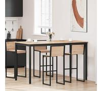 YunCangg Mesa de bar natural de pino macizo 180 x 90 x 105 cm con estructura metálica estable, viga en forma de H, ideal para comedor, cocina, diseño moderno, ahorra espacio y es duradera
