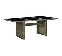YunCangg Mesa de jardín de ratán sintético marrón con tablero de cristal templado, 200 x 100 x 74 cm, marco de acero pulverizado, resistente a la intemperie y fácil de limpiar, para balcón, terraza
