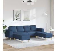 YunCangg Moderno juego de sofá de salón, 3 piezas, poliéster azul, sofá seccional modular duradero con relleno de espuma, elegantes patas marrones, para relajarse y socializar