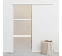 YunCangg Puerta corredera de vidrio templado con topes suaves de aluminio, 76 x 205 cm, puerta interior de la habitación, pasaje de apartamento, para baño, cocina, espacio con funcionamiento seguro y