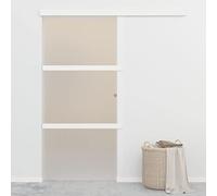 YunCangg Puerta corredera de vidrio templado de aluminio 90 x 205 cm con topes suaves, incluye riel de aluminio, pomo y guía de suelo, puerta interior que ahorra espacio para baño, cocina, apartamento