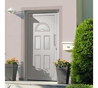 YunCangg Puerta de entrada blanca de 88 x 208 cm con marco de puerta de PVC, marcos, cierre de 5 puntos, bisagras 3D, acristalamiento de protección térmica, umbral, juego de manijas y kit de montaje